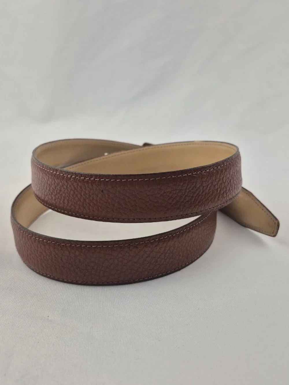 Botany 500 Pebbled Leather Belt Solid Brass Buckle Made in USA Size M/L